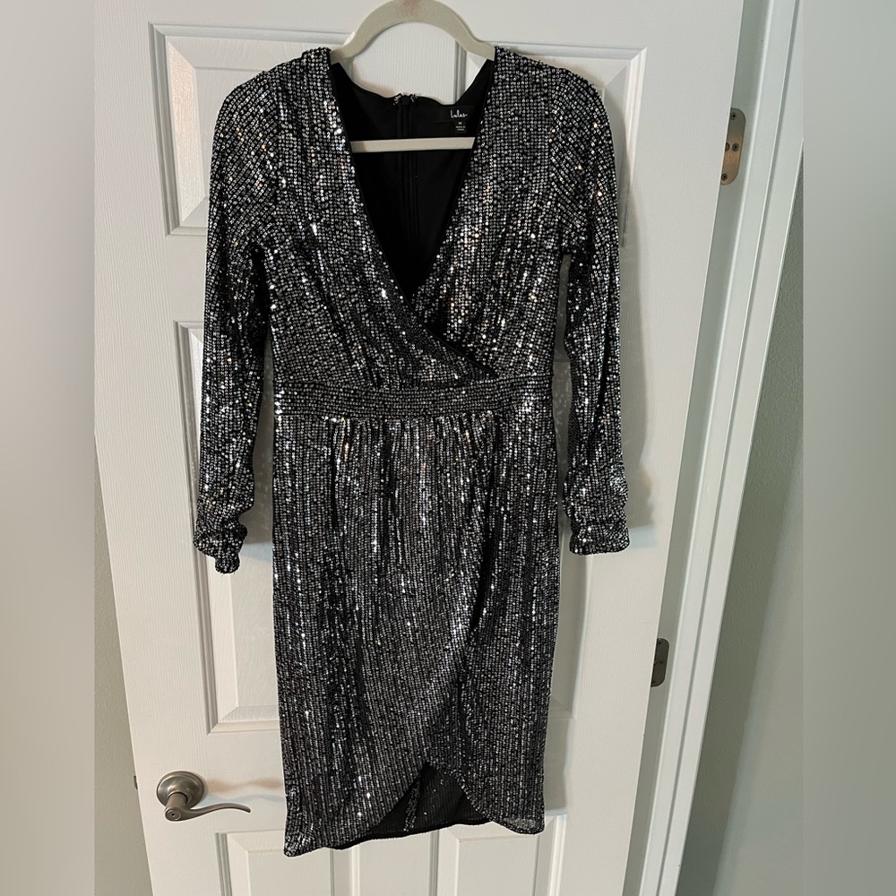 Lulu’s black sparkly cocktail dress, size medium. Only worn once.